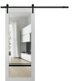 thumbnail image 1 of Sturdy Barn Door 42 x 80 inches | Lucia 2666 White Silk Clear Glass | 8FT Rail Hangers Heavy Hardware Set | Solid Panel Interior Doors, 1 of 6