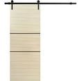 thumbnail image 1 of Sturdy Barn Door 42 x 80 inches | Planum 0014 Natural Veneer with Frosted Glass | 8FT Rail Hangers Heavy Hardware Set | Solid Panel Interior Doors, 1 of 6