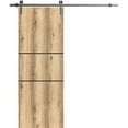 thumbnail image 1 of Sturdy Barn Door 42 x 80 inches | Planum 0014 Oak with Frosted Glass | Stainless Steel 8FT Rail Hangers Heavy Set | Solid Panel Interior Doors, 1 of 6