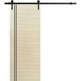 thumbnail image 1 of Sturdy Barn Door 42 x 80 inches | Planum 0016 Natural Veneer with Frosted Glass | 8FT Rail Hangers Heavy Hardware Set | Solid Panel Interior Doors, 1 of 6