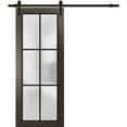 thumbnail image 1 of Sturdy Barn Door 42 x 80 inches | Planum 2122 Chocolate Ash Frosted Glass | 8FT Rail Hangers Heavy Hardware Set | Solid Panel Interior Doors, 1 of 6