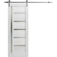 thumbnail image 1 of Sturdy Barn Door 42 x 80 inches | Quadro 4088 Nordic White with Frosted Glass | Stainless Steel 8FT Rail Hangers Heavy Set | Solid Panel Interior Doors, 1 of 5