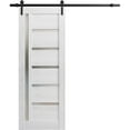 thumbnail image 1 of Sturdy Barn Door 42 x 80 inches | Quadro 4088 Nordic White with Frosted Glass | 8FT Rail Hangers Heavy Hardware Set | Solid Panel Interior Doors, 1 of 5