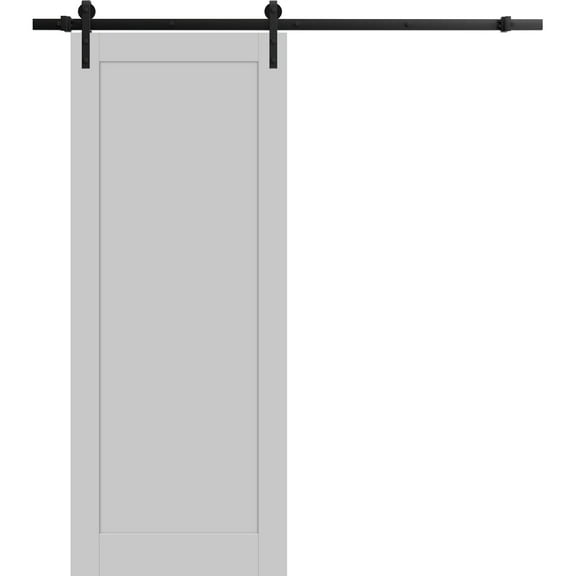 Sturdy Barn Door 42 x 80 inches | Quadro 4111 Matte Grey | 8FT Rail Hangers Heavy Hardware Set | Solid Panel Interior Doors