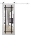 thumbnail image 1 of Sturdy Barn Door 42 x 84 inches | Lucia 2266 White Silk Clear Glass | Stainless Steel 8FT Rail Hangers Heavy Set | Solid Panel Interior Doors, 1 of 6