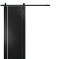 thumbnail image 1 of Sturdy Barn Door 42 x 84 inches | Planum 0410 Matte Black with Frosted Glass | 8FT Rail Hangers Heavy Hardware Set | Solid Panel Interior Doors, 1 of 6