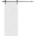 thumbnail image 1 of Sturdy Barn Door 42 x 84 inches | Planum 0990 Painted White | Stainless Steel 8FT Rail Hangers Heavy Set | Solid Panel Interior Doors, 1 of 6