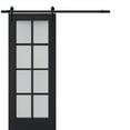 thumbnail image 1 of Sturdy Barn Door Frosted Glass | Veregio 7412 Antracite | 6.6FT Rail Hangers Heavy Hardware Set | Solid Panel Interior Doors-24" x 84"-Black Rail, 1 of 6