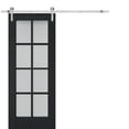thumbnail image 1 of Sturdy Barn Door Frosted Glass | Veregio 7412 Antracite | 6.6FT Rail Hangers Heavy Hardware Set | Solid Panel Interior Doors-32" x 84"-Silver Rail, 1 of 6