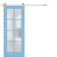 thumbnail image 1 of Sturdy Barn Door Frosted Glass | Veregio 7412 Aquamarine | 6.6FT Rail Hangers Heavy Hardware Set | Solid Panel Interior Doors-30" x 80"-Silver Rail, 1 of 6