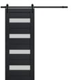thumbnail image 1 of Sturdy Barn Door Frosted Glass | Veregio 7455 Antracite | 6.6FT Rail Hangers Heavy Hardware Set | Solid Panel Interior Doors-42" x 84"-Black Rail, 1 of 6