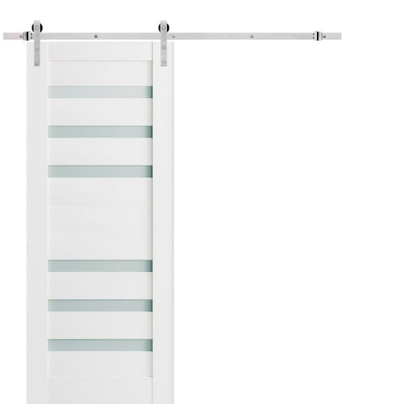 Sturdy Barn Door Frosted Glass with Hardware | Quadro 4266 White Silk | Sample of Door Color