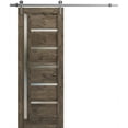 thumbnail image 1 of Sturdy Barn Door | Quadro 4088 Cognac Oak | 6.6FT Rail Hangers Heavy Hardware Set | Solid Panel Interior Doors-18" x 84"-Silver Rail, 1 of 6