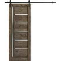 Sturdy Barn Door | Quadro 4088 Cognac Oak | 6.6FT Rail Hangers Heavy Hardware Set | Solid Panel Interior Doors-28" x 80"-Black Rail