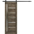 thumbnail image 1 of Sturdy Barn Door | Quadro 4088 Cognac Oak | 6.6FT Rail Hangers Heavy Hardware Set | Solid Panel Interior Doors-36" x 96"-Black Rail, 1 of 6