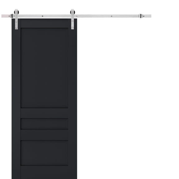 Sturdy Barn Door | Veregio 7411 Antracite | 6.6FT Rail Hangers Heavy Hardware Set | Solid Panel Interior Doors-42" x 96"-Silver Rail