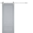 thumbnail image 1 of Sturdy Barn Door | Veregio 7411 Matte Grey | 6.6FT Rail Hangers Heavy Hardware Set | Solid Panel Interior Doors-24" x 84"-Silver Rail, 1 of 6