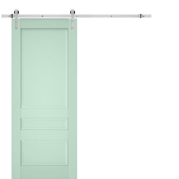 Sturdy Barn Door | Veregio 7411 Oliva | 6.6FT Rail Hangers Heavy Hardware Set | Solid Panel Interior Doors-36" x 96"-Silver Rail