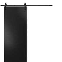 Sturdy Barn Door with Hardware | Planum 0010 Black Matte | 6.6FT Rail Hangers Heavy Set | Modern Solid Panel Interior Doors -36" x 96"-Black Rail