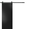 thumbnail image 1 of Sturdy Barn Door with Hardware | Planum 0010 Black Matte | 6.6FT Rail Hangers Heavy Set | Modern Solid Panel Interior Doors -42" x 84"-Black Rail, 1 of 6