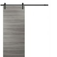 thumbnail image 1 of Sturdy Barn Door with Hardware | Planum 0010 Ginger Ash | 6.6FT Rail Hangers Heavy Set | Modern Solid Panel Interior Doors-18" x 84"-Black Rail, 1 of 6