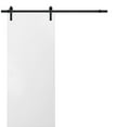 thumbnail image 1 of Sturdy Barn Door with Hardware | Planum 0010 White Silk | 6.6FT Rail Hangers Heavy Set | Modern Solid Panel Interior Doors-24" x 80"-Black Rail, 1 of 6