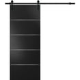 thumbnail image 1 of Sturdy Barn Door with Hardware | Planum 0020 Matte Black | Black 6.6FT Rail Hangers Heavy Set | Solid Panel Interior Doors-42" x 80"-Black Rail, 1 of 6