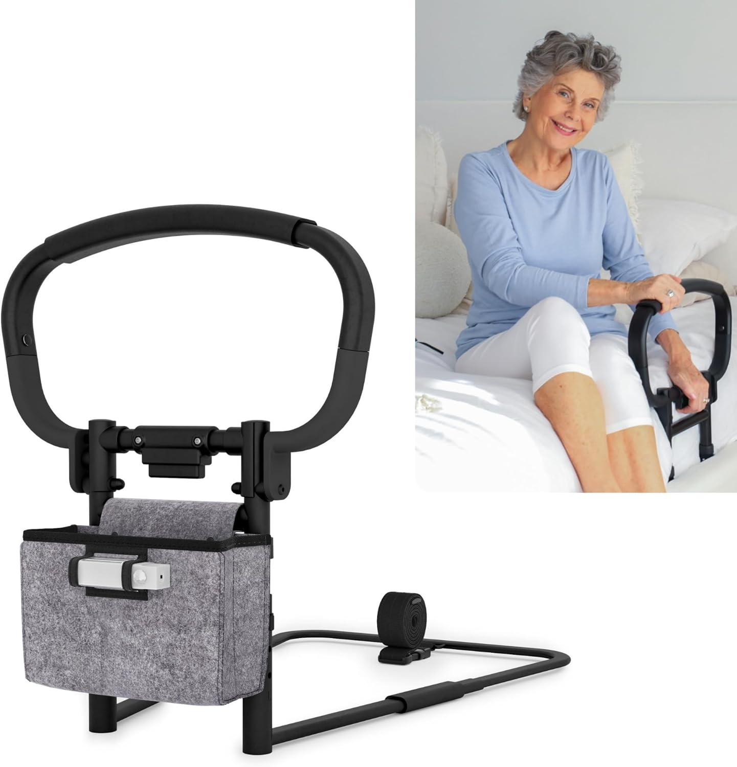 Sturdy Bed Rails for Elderly Adults Safety - Foldable & Adjustable Bed Rail - Supports up to 330lbs - Free Motion Light & Storage Bag - Fit King, Queen, Full, Twin - Bed Guard Rail for Seniors