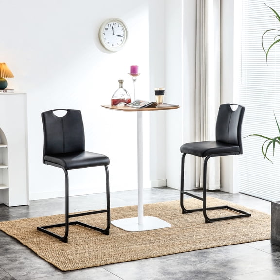 Sturdy Black PU Counter Chair Set / Proper Height for High Counters