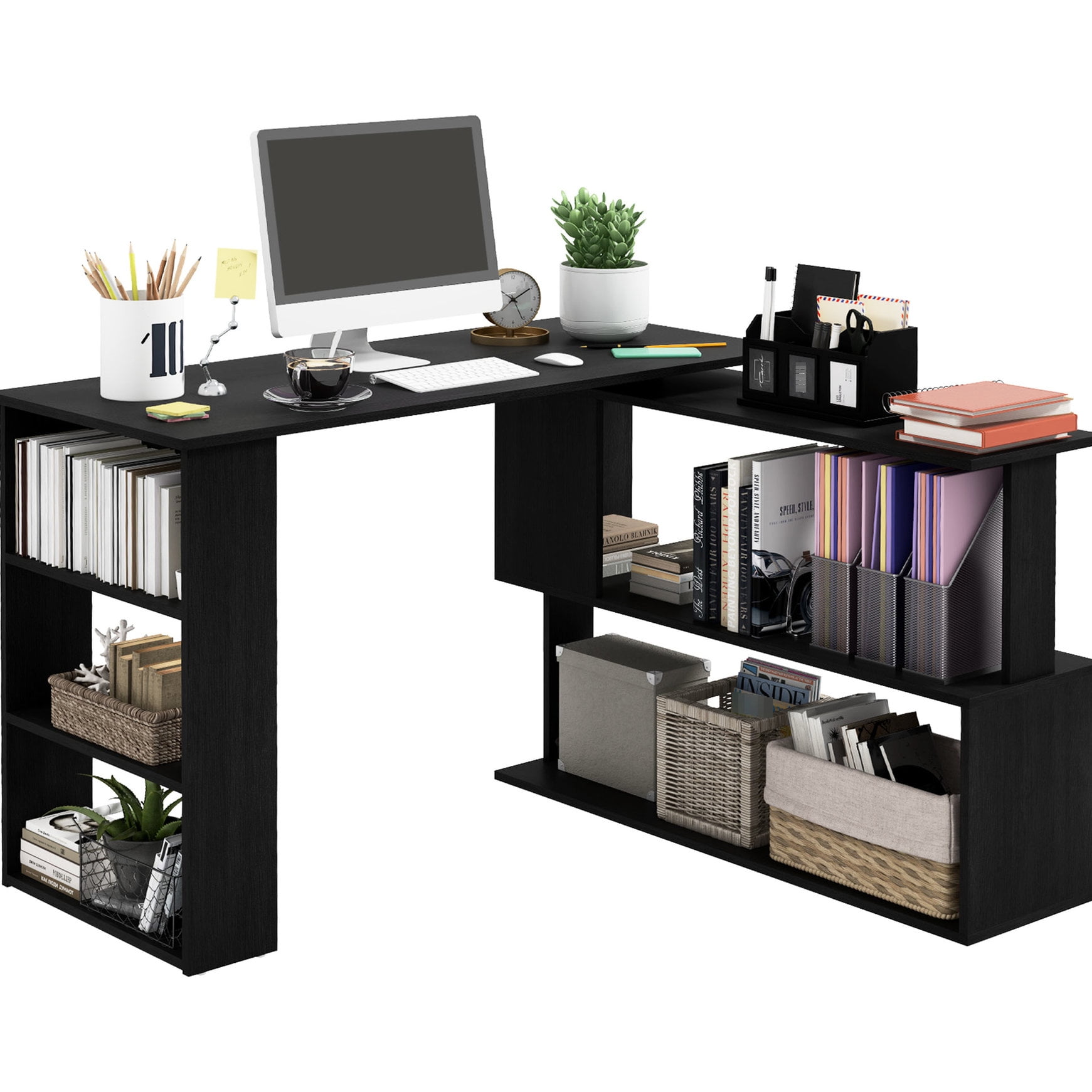 Sturdy Black Writing Desk+3 Shelf Bookcase"-"Office/Bedroom Setup+Hold ...