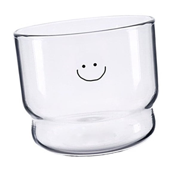 Sturdy Borosilicate Glass Cup Stable Glass Mugs For Microwaving Beverages Feature A Fun Smiling Face Pattern