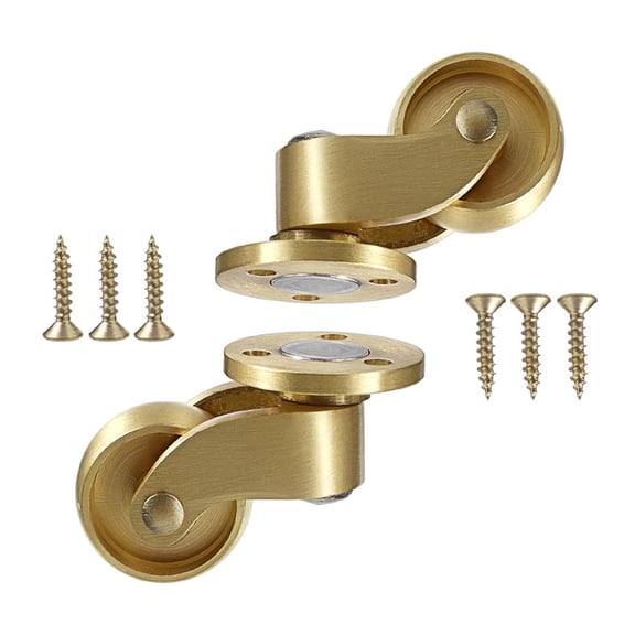 Sturdy Brass Casters Set of 2 Smooth Rolling Metal Wheel for Coffee Tables Trolleys Storage Box Daily Casual Use