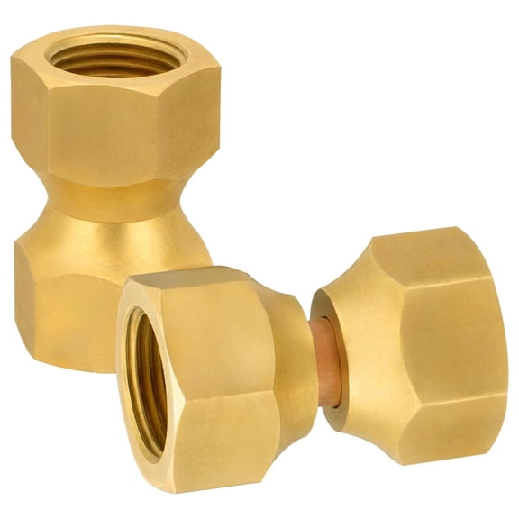 Sturdy Brass Female Swivels Flares Adapters with Sealing Gaskets Convenient Accessory for Fuels Transfer 2Pieces