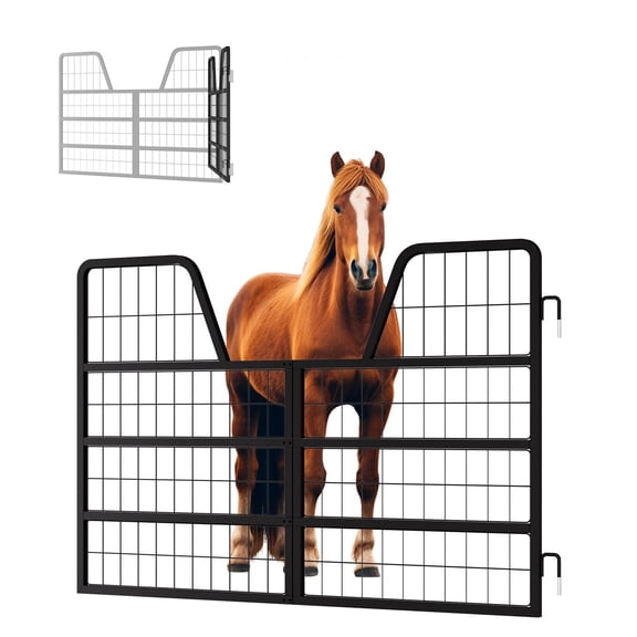 Sturdy Breathable Horse Stall Gate, Heavy Duty Livestock Fence Gate, Isolation Grid Gate for Equestrian Club, Farm Stable and Small Ranch