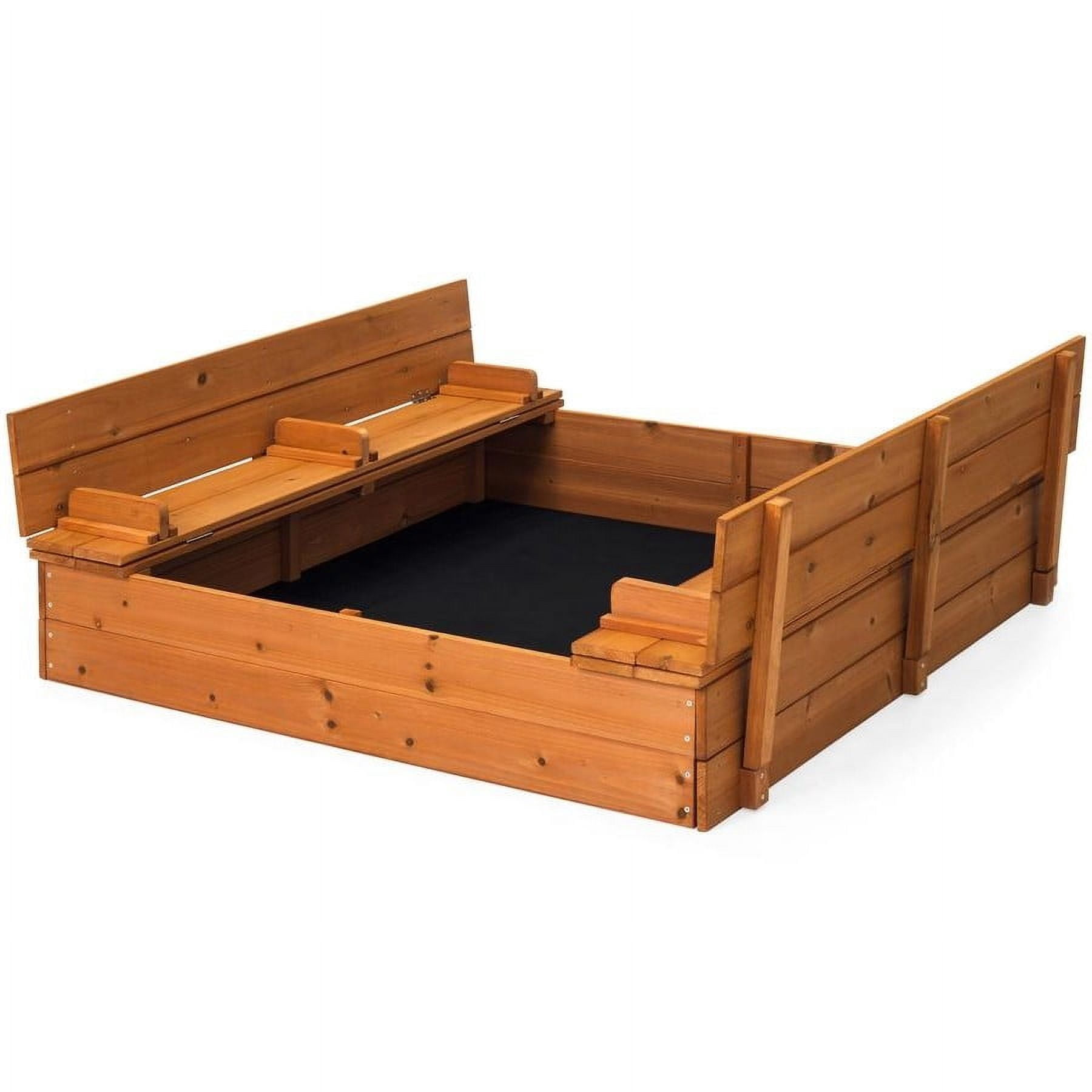 Sturdy Brown Cedar Kids Complete Seated Bench Sandbox - Walmart.com