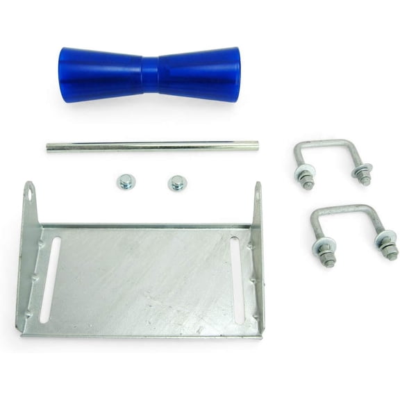 Sturdy Built 12 inch Blue Poly Vinyl Boat Trailer Keel Roller and Bracket Kit for 2x3 Cross Members