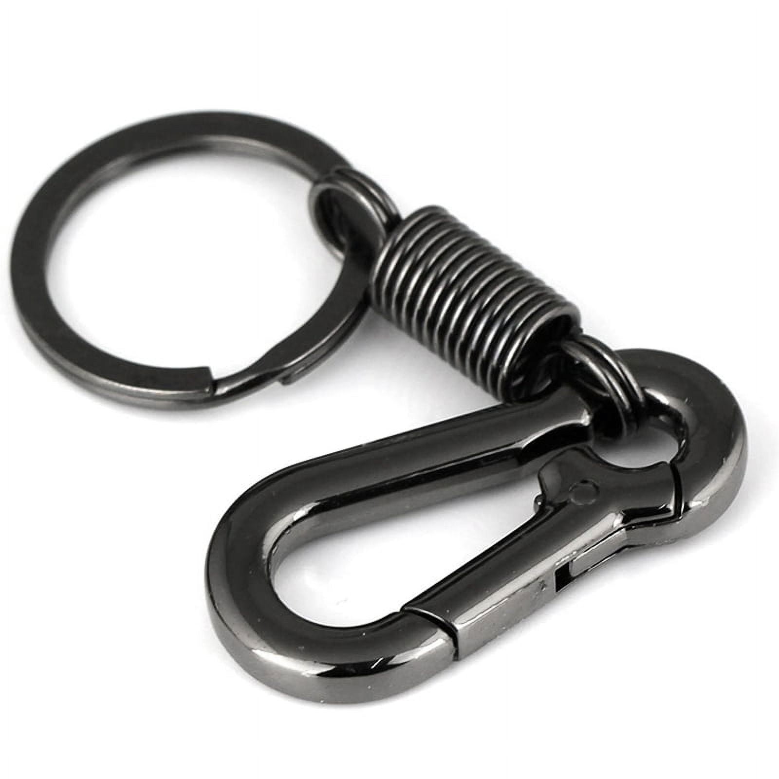 Sturdy Carabiner Key Chain Key Ring Polished Key Chain Spring Key Chain  Business Waist Key Chain, Black 
