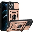 thumbnail image 1 of Sturdy Case for Apple iPhone 12 Mini (Not 12) with Slide Camera Window, Heavy Duty Military Grade Protection Phone Cover Built-in 360°Rotate Ring Stand for Apple iPhone 12 Mini SJ Rose Gold, 1 of 14
