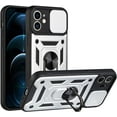 thumbnail image 1 of Sturdy Case for Apple iPhone 12 Mini (Not 12) with Slide Camera Window, Heavy Duty Military Grade Protection Phone Cover Built-in 360°Rotate Ring Stand for Apple iPhone 12 Mini SJ Silver, 1 of 14