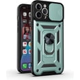 thumbnail image 1 of Sturdy Case for Apple iPhone 12 Pro Max (Not 12) with Slide Camera Window, Heavy Duty Military Grade Protection Phone Cover Built-in 360°Rotate Ring Stand for iPhone 12 Pro Max SJ Green, 1 of 8