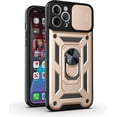 thumbnail image 1 of Sturdy Case for Apple iPhone 12 Pro Max (Not 12) with Slide Camera Window, Heavy Duty Military Grade Protection Phone Cover Built-in 360°Rotate Ring Stand for iPhone 12 Pro Max SJ Gold, 1 of 8