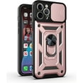 thumbnail image 1 of Sturdy Case for Apple iPhone 12 Pro (Not 12) with Slide Camera Window, Heavy Duty Military Grade Protection Phone Cover Built-in 360°Rotate Ring Stand for Apple iPhone 12 Pro      Rose Gold, 1 of 7