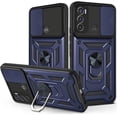 thumbnail image 1 of Sturdy Case for Motorola Edge 30 Pro (Not 30) with Slide Camera Window, Heavy Duty Military Grade Protection Phone Cover Built-in 360°Rotate Ring Stand for Motorola Edge 30 Pro SJ Blue, 1 of 9