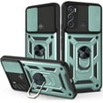 thumbnail image 1 of Sturdy Case for Motorola Edge 30 Pro (Not 30) with Slide Camera Window, Heavy Duty Military Grade Protection Phone Cover Built-in 360°Rotate Ring Stand for Motorola Edge 30 Pro SJ Green, 1 of 9
