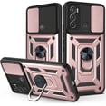 thumbnail image 1 of Sturdy Case for Motorola Edge X30/Edge+ 2022 with Slide Camera Window, Heavy Duty Military Grade Protection Phone Cover Built-in Rotate Ring Stand for Motorola Edge+ 2022/Edge X30      Rose Gold, 1 of 9