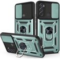 thumbnail image 1 of Sturdy Case for Motorola Moto G200 5G/Edge S30 with Slide Camera Window, Heavy Duty Military Grade Protection Phone Cover Built-in Rotate Ring Stand for Motorola Edge S30/G200 5G SJ Green, 1 of 9
