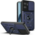 thumbnail image 1 of Sturdy Case for Oppo Reno7 5G with Slide Camera Window, Heavy Duty Military Grade Protection Phone Cover Built-in 360°Rotate Ring Stand for Oppo Reno7 5G SJ Blue, 1 of 9