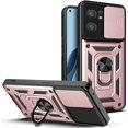 thumbnail image 1 of Sturdy Case for Oppo Reno7 5G with Slide Camera Window, Heavy Duty Military Grade Protection Phone Cover Built-in 360°Rotate Ring Stand for Oppo Reno7 5G SJ Rose Gold, 1 of 9