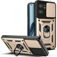 thumbnail image 1 of Sturdy Case for Oppo Reno7 Pro 5G with Slide Camera Window, Heavy Duty Military Grade Protection Phone Cover Built-in 360°Rotate Ring Stand for Oppo Reno7 Pro 5G SJ Gold, 1 of 9