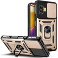 thumbnail image 1 of Sturdy Case for Xiaomi Poco F4 GT/Redmi K50 Gaming with Slide Camera Window, Heavy Duty Military Grade Protection Phone Cover 360°Rotate Ring Stand for Xiaomi Poco F4 GT SJ Gold, 1 of 9